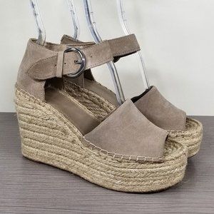 Marc Fisher Alida Braided Espadrille Wedge Sandals Tan Suede, Womens Size 7.5 M